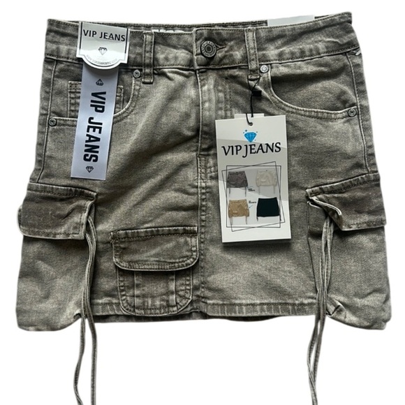 VIP Jeans Cargo Mini Skirt With Front Pockets and Drawstring Size S - Picture 5 of 8